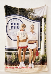 Miumiu White Red Navy Blue Flannel Sofa Throw Blanket – Printed Saint Tropez Tennis Club Fashion IMG_0542